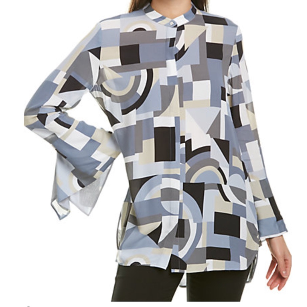 Lafayette 148 New York Geometric-Print Blouse